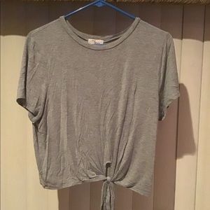 Crop top short sleeve grey/gray